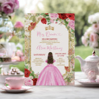 Robe rose Fleurs rouges Princess Gold Mis Quince