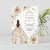 Invitation Robe Rose Florale Princess Quinceañera Champagne (Debout devant)