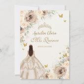 Invitation Robe Rose Florale Princess Quinceañera Champagne (Dos)