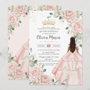 Invitation Robe rose flush Princesse Gown Quinceañera