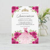 Invitation Robe rose Glam Magenta 15ème Quinceañera (Debout devant)