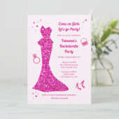 Invitation Robe rose Glamour Bachelorée (Debout devant)