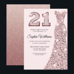 Invitation Robe rose Gold Bluish 21e fête d'anniversaire<br><div class="desc">Robe Gold Bluish rose 21e Anniversaire Fête Invitation Variations à l'invitation et articles correspondants dans notre magasin</div>