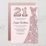 Invitation Robe rose Gold Bluish 21e fête d'anniversaire<br><div class="desc">Robe Gold Bluish rose 21e Anniversaire Fête Invitation Variations à l'invitation et articles correspondants dans notre magasin</div>