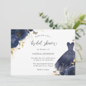 Invitation Robe Rose Gold & Navy Sparkle Fête des mariées (Debout devant)