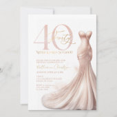 Invitation Robe rose Gold Sparkle Blush 40e fête d'anniversai (Devant)