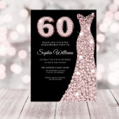 Invitation Robe rose Gold Sparkle Blush 60e fête d'anniversai