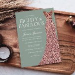 Invitation Robe rose Gold Sparkle Sage 80e fête d'anniversair<br><div class="desc">Robe rose or étincelle Sage 80e anniversaire Invitation de fête - 80 & Fabulous femmes 80e anniversaire de fête Variations à l'invitation et articles correspondants dans notre magasin</div>