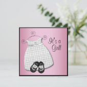 Invitation Robe rose Noir Chaussures Rose Noir Bébé Fille Dou (Debout devant)