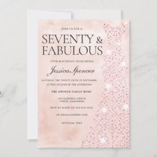 Invitation Robe Rose Or 70 & Fabulous 70th Birthday