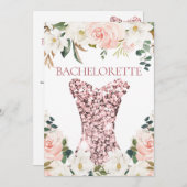 Invitation Robe rose or Blush Floral Bachelorette Party (Devant / Derrière)