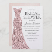 Invitation Robe rose or Blush Pearl Shimmer Fête des mariées (Devant / Derrière)