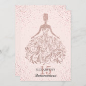 Invitation Robe rose or étincelante Quinceañera Parties scint (Devant / Derrière)