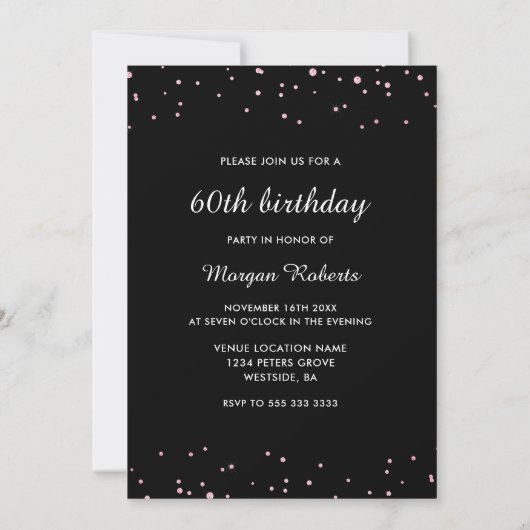 Invitation Robe rose or noir 60 et fabuleux 60e anniversaire (Dos)