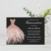 Invitation Robe rose or noir Parties scintillant Quinceanera (Debout devant)