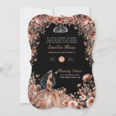 Invitation Robe rose or noir Quinceanera robe Roses floraux (Devant)