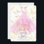 Invitation Robe Rose & Or Papillon Dance Robe Douce 16 Partie<br><div class="desc">Personnaliser pour tout événement</div>