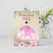 Invitation Robe rose or Parties scintillant argent Quinceaner (Debout devant)