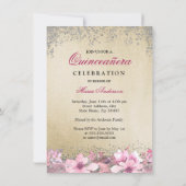 Invitation Robe rose or Parties scintillant argent Quinceaner (Dos)
