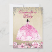 Invitation Robe rose or Parties scintillant argent Quinceaner (Devant)