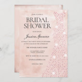 Invitation Robe rose or Parties scintillant Fête des mariées (Devant / Derrière)
