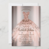 Invitation Robe Rose or Parties scintillant, Fête des mariées (Devant)