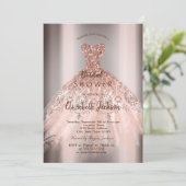 Invitation Robe Rose or Parties scintillant, Fête des mariées (Debout devant)