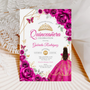 Invitation Robe rose or Quinceanera Fuchsia