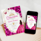 Invitation Robe rose or Quinceanera Fuchsia