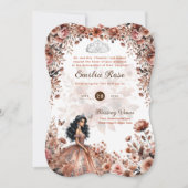 Invitation Robe rose or Quinceanera Roses floraux (Devant)