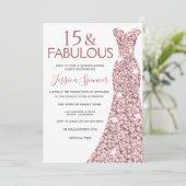 Invitation Robe rose Or Robe Quinceanera (Debout devant)
