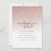 Invitation Robe rose or rose Douce 16ème Anniversaire Moderne (Dos)