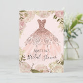 Invitation Robe rose or Rose floral Fête des mariées Invitati (Debout devant)