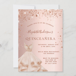 Invitation Robe rose or rose Quinceanera