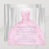 Invitation Robe rose pâle Élégante Quinceañera rose (Devant / Derrière)
