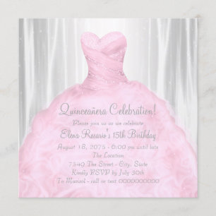 Invitation Robe rose pâle Élégante Quinceañera rose