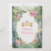 Invitation Robe rose pâle Floral Princess Gold Mis Quince (Dos)