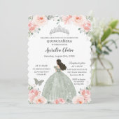 Invitation Robe rose pâle rose de Quinceañera Sage vert (Debout devant)