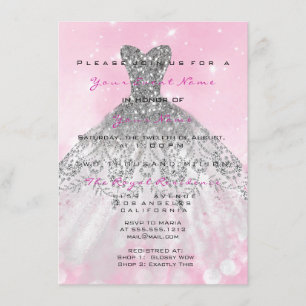 Invitation Robe rose Parties scintillant bonbon 16e Gris nupt
