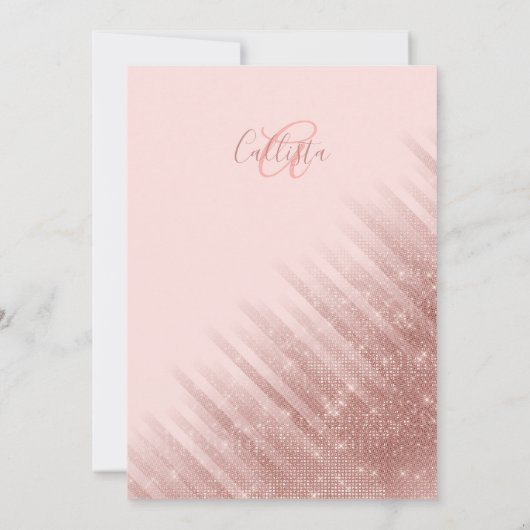 Invitation Robe rose Parties scintillant or Fête des mariées (Dos)