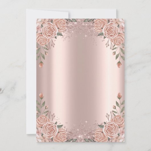 Invitation Robe Rose Parties scintillant or Fleurs Confetti 5 (Dos)