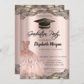 Invitation Robe rose Parties scintillant or noir Grad Casquet (Devant / Derrière)