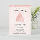 Invitation Robe rose Parties scintillant or Quinceanera Invit (Debout devant)