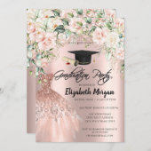 Invitation Robe rose Parties scintillant or Rose Grad Casquet (Devant / Derrière)
