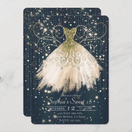 Invitation Robe Rose Peach Gold Parties scintillant Robe fonc (Devant / Derrière)