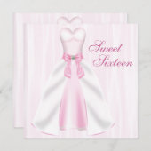 Invitation Robe Rose Pink Sweet 16 Anniversaire (Devant / Derrière)