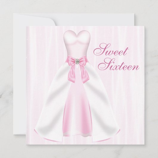 Invitation Robe Rose Pink Sweet 16 Anniversaire (Devant)