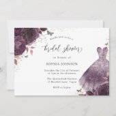 Invitation Robe Rose pourpre Étincelle Fête des mariées fleur (Devant)