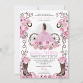 Invitation Robe Rose Princesse & Bottes Quinceañera (Devant)