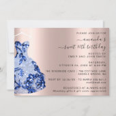 Invitation Robe Rose princesse Royale Douce 16e Marine Bleue (Devant)